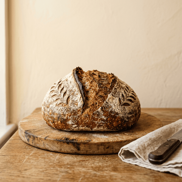 Artisan scored sourdough loaf
